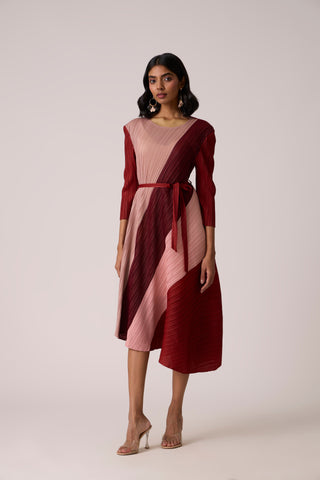 Evelyn Colourblock Dress - Maroon/Pink Evelyn Colourblock Dress - Maroon/Pink