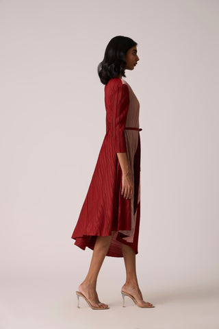 Evelyn Colourblock Dress - Maroon/Pink Evelyn Colourblock Dress - Maroon/Pink