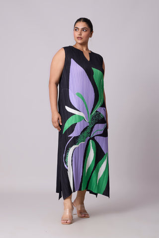 Lina Print Dress - Green & Purple Lina Print Dress - Green & Purple