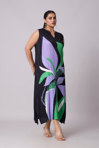Lina Print Dress - Green & Purple Lina Print Dress - Green & Purple