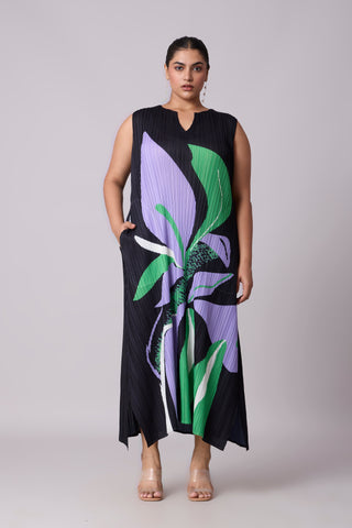 Lina Print Dress - Green & Purple Lina Print Dress - Green & Purple
