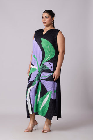 Lina Print Dress - Green & Purple Lina Print Dress - Green & Purple