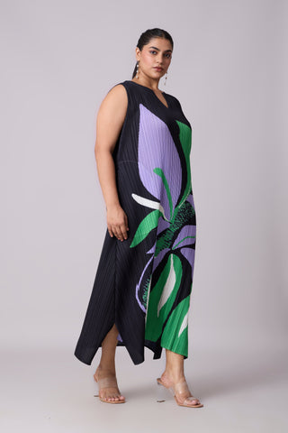 Lina Print Dress - Green & Purple Lina Print Dress - Green & Purple