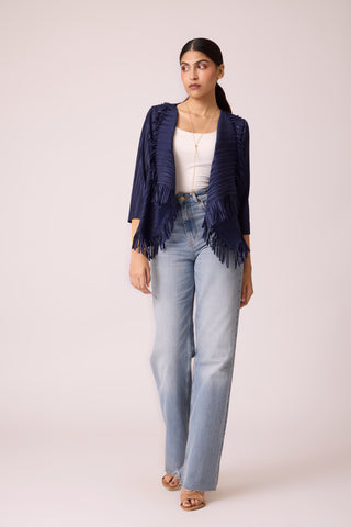Lara Fringe Overlay - Navy Lara Fringe Overlay - Navy
