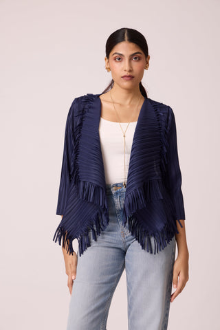 Lara Fringe Overlay - Navy Lara Fringe Overlay - Navy