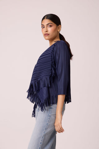Lara Fringe Overlay - Navy Lara Fringe Overlay - Navy