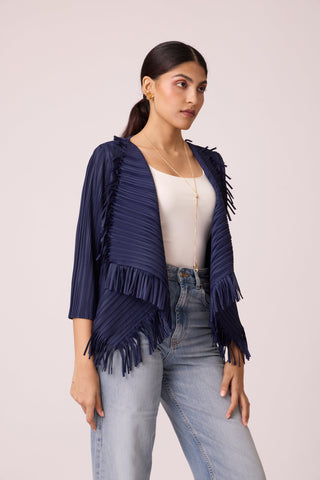 Lara Fringe Overlay - Navy Lara Fringe Overlay - Navy
