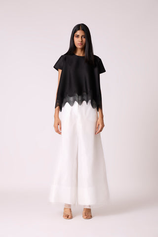 Organza Wide Leg Pants - White Organza Wide Leg Pants - White