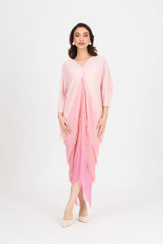Kimono Fringe Dress - Pink