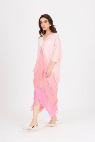 Kimono Fringe Dress - Pink