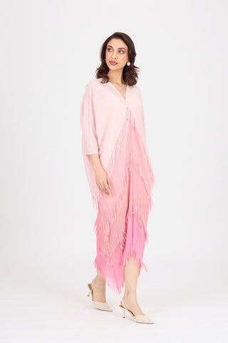 Kimono Fringe Dress - Pink