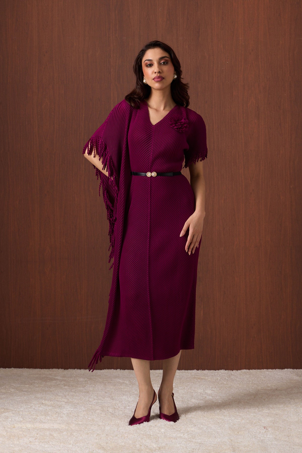 Giselle Drape Dress - Magenta
