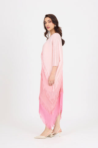 Kimono Fringe Dress - Pink