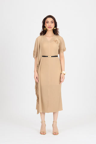 Giselle Drape Dress - Biscuit Beige