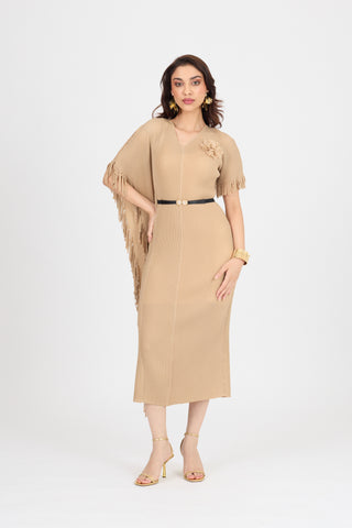 Giselle Drape Dress - Biscuit Beige
