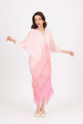 Kimono Fringe Dress - Pink