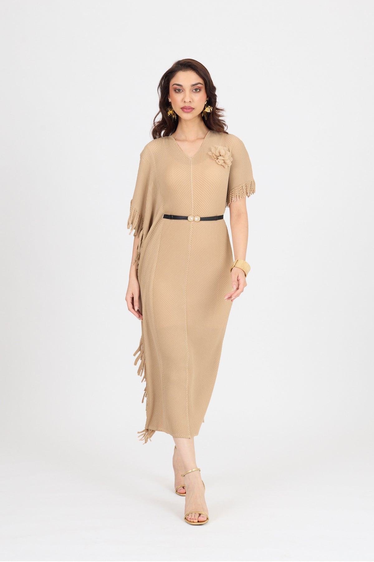 Giselle Drape Dress - Biscuit Beige