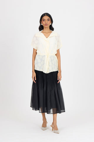Evelyn Chevron Top - Ivory