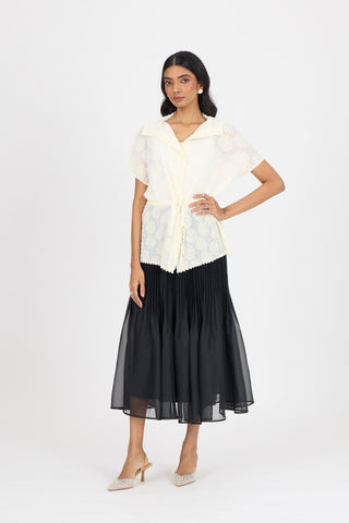 Evelyn Chevron Top - Ivory