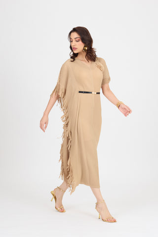 Giselle Drape Dress - Biscuit Beige