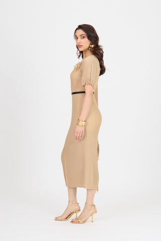 Giselle Drape Dress - Biscuit Beige