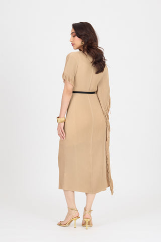 Giselle Drape Dress - Biscuit Beige