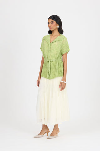 Evelyn Chevron Top - Pale Green