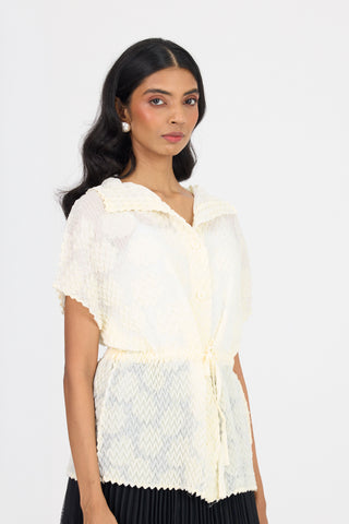 Evelyn Chevron Top - Ivory