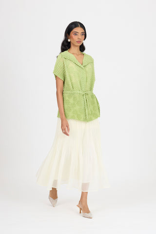 Evelyn Chevron Top - Pale Green