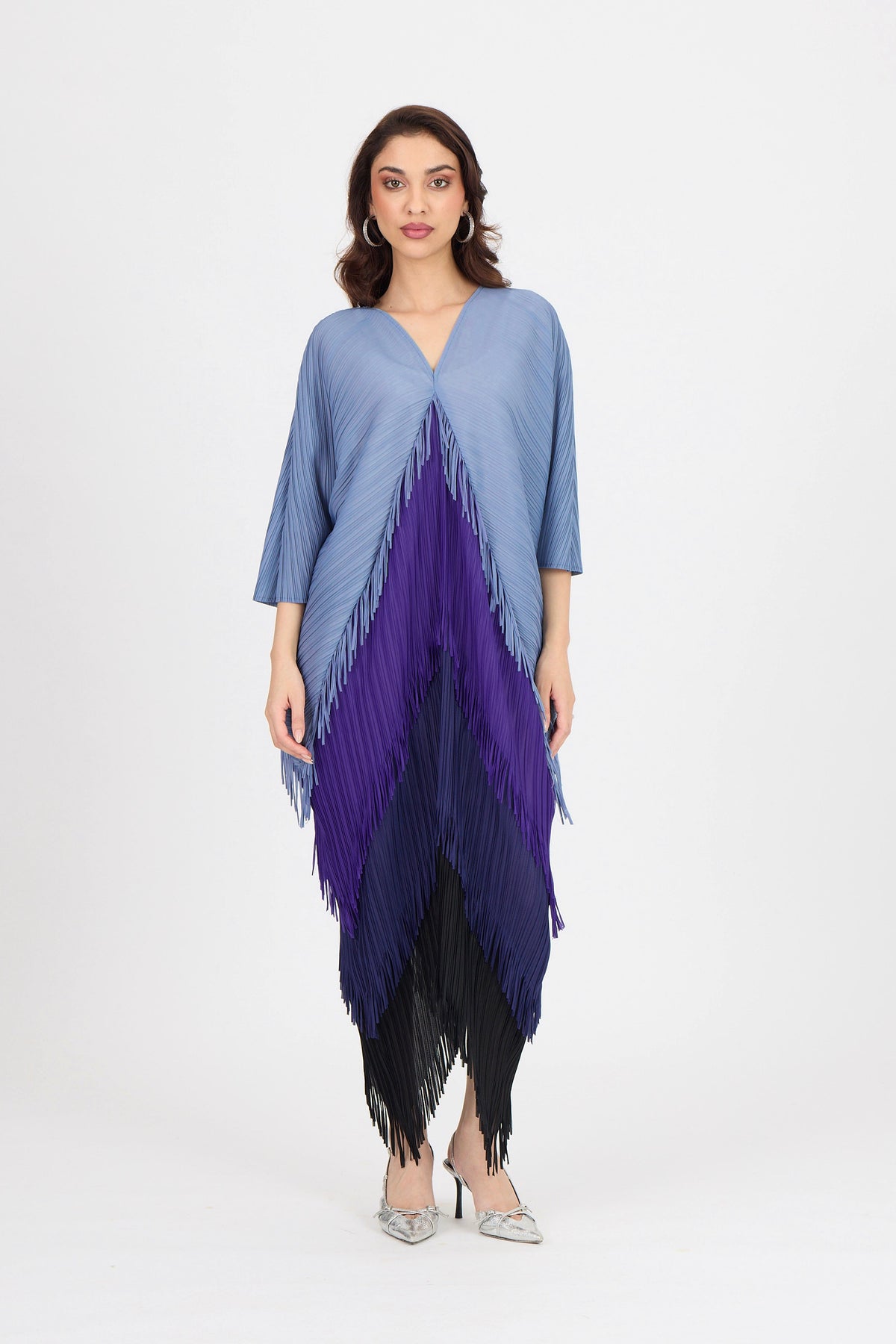 Kimono Fringe Dress - Blue