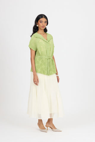 Evelyn Chevron Top - Pale Green