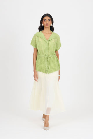 Evelyn Chevron Top - Pale Green