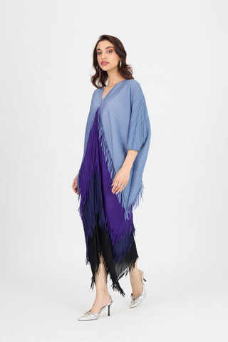 Kimono Fringe Dress - Blue