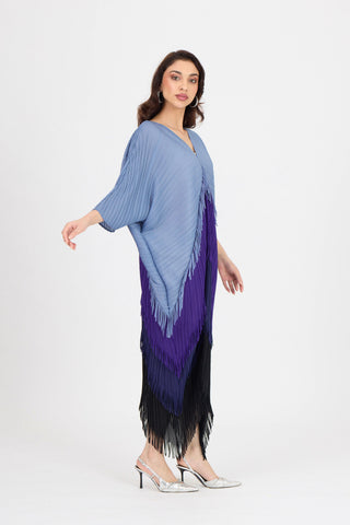 Kimono Fringe Dress - Blue