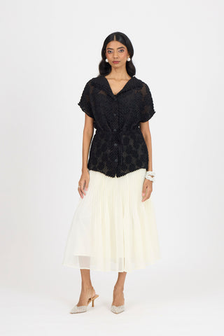 Evelyn Chevron Top - Black
