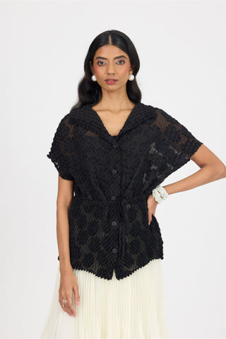 Evelyn Chevron Top - Black