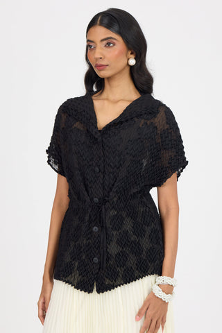 Evelyn Chevron Top - Black
