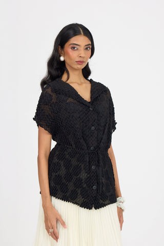 Evelyn Chevron Top - Black