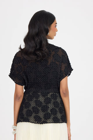 Evelyn Chevron Top - Black