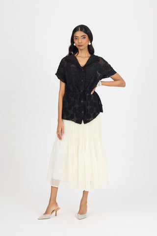 Evelyn Chevron Top - Black