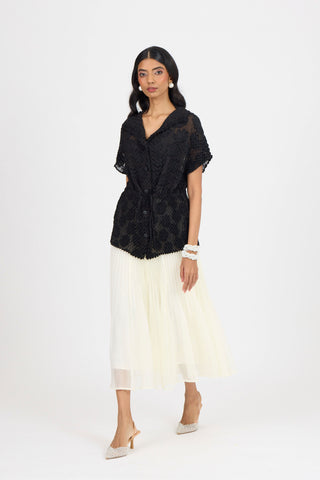 Evelyn Chevron Top - Black