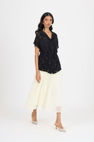Evelyn Chevron Top - Black