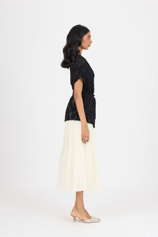 Evelyn Chevron Top - Black
