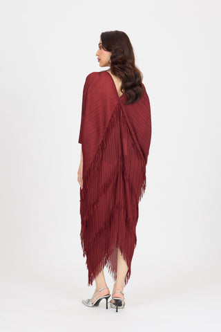 Kimono Fringe Dress - Garnet