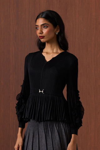 Emery Ruffle Top - Black