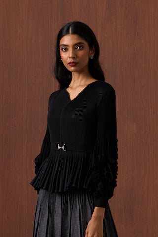 Emery Ruffle Top - Black