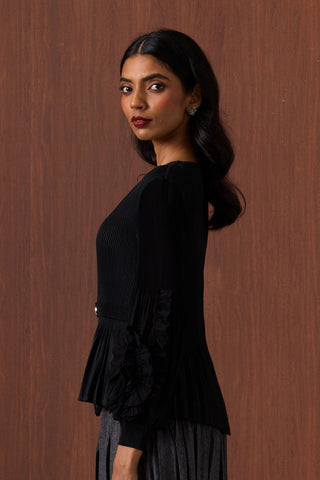 Emery Ruffle Top - Black