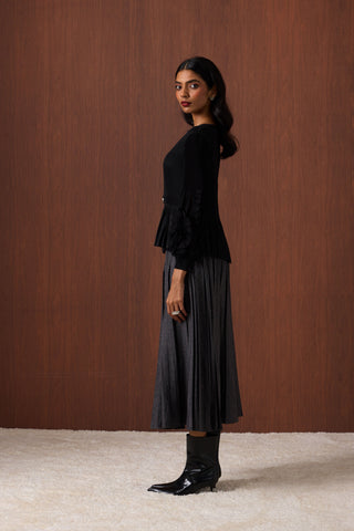 Emery Ruffle Top - Black