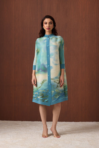 Rory Print Dress - Blue Green