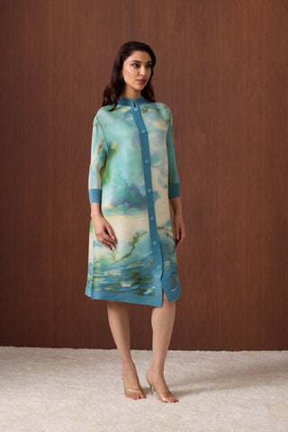 Rory Print Dress - Blue Green